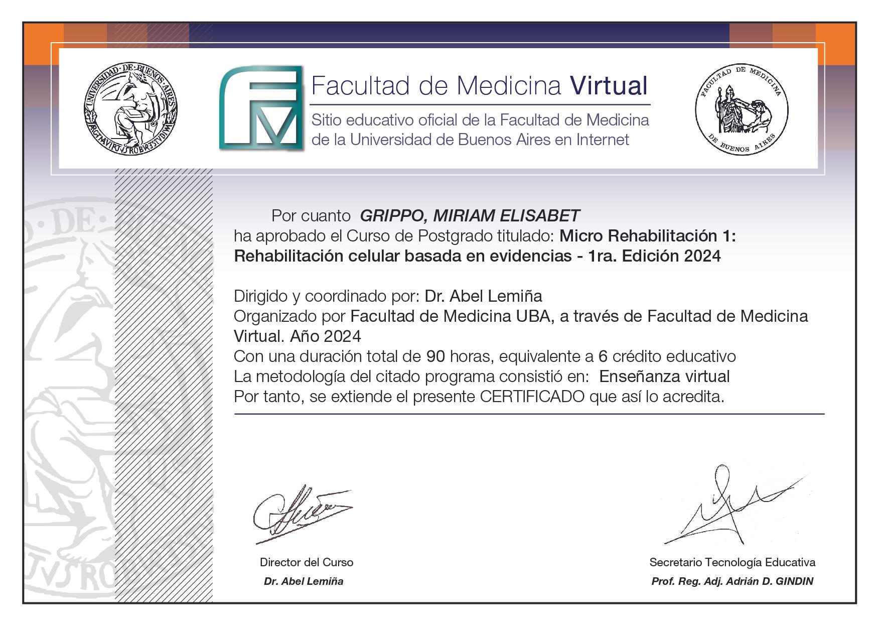 Posgrado Micro Rehabilitación Celular basada en evidencias